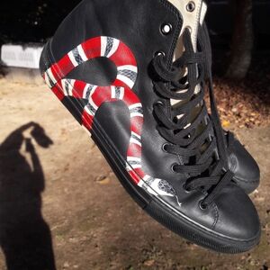 Gucci Black and Red High-Top Sneakers